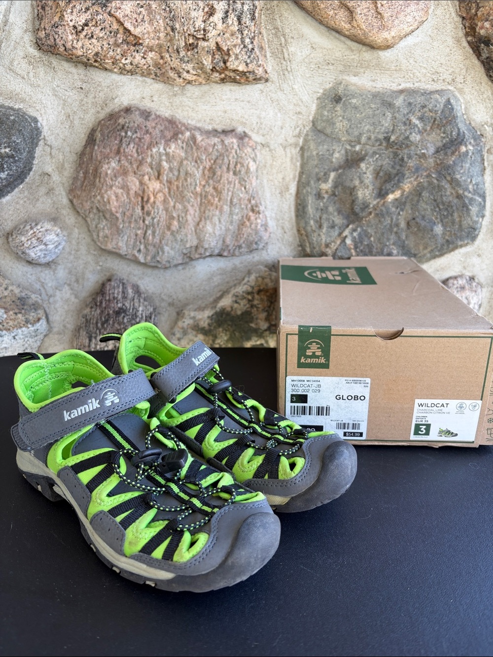 Kamik Kids Lime Green and Gray Wildcat Sport Sandals
